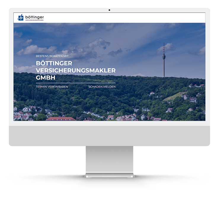 Startseite der Website von Böttinger Versicherungsmakler, einem Versicherungsbüro.